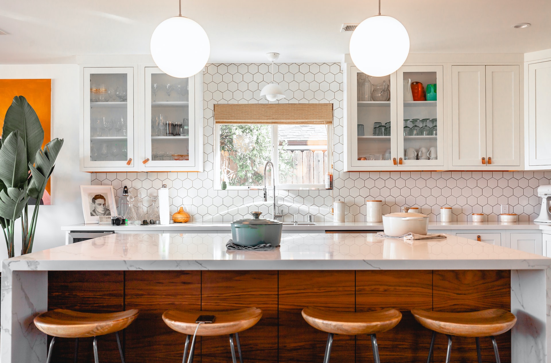 Bespoke wooden joinery in kitchen with hardwood cabinetry